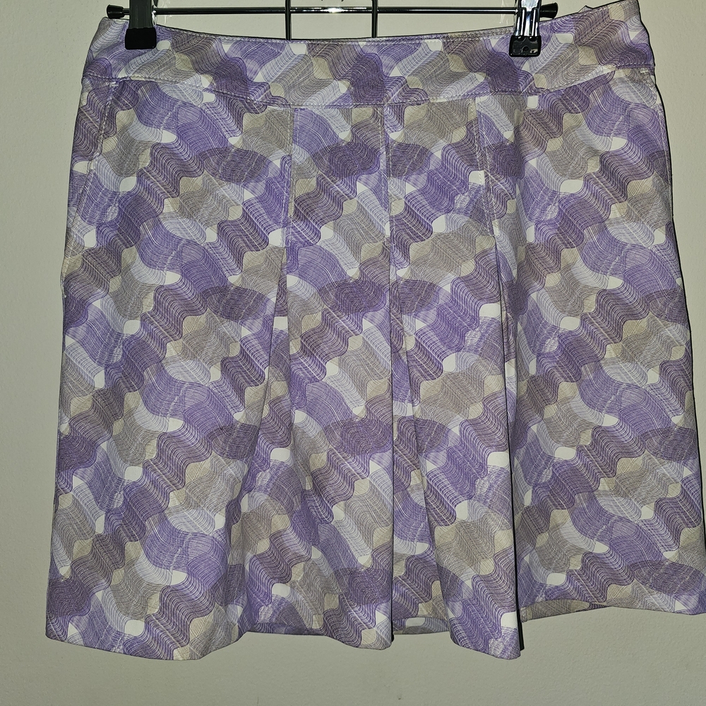 Annika Cutter and Buck Women's Pleated Tennis Skirt Pple & Gray Abstract Sz 8